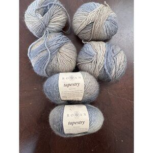 Rowan Tapestry Yarn Lot of 6 Wool Blend Blue Tan SH175